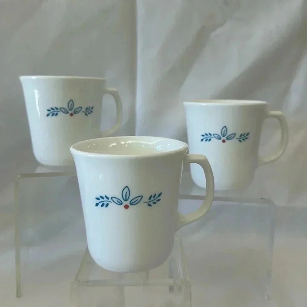 Corelle Subtle Blue / Winter Frost Cups Mugs - Set of 3